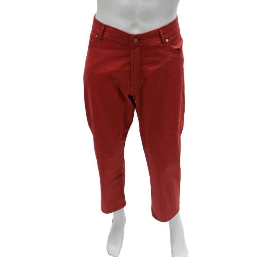 Pescarolo Mens Cropped Ankle Pants Red Cotton Silk Stretch Size 28